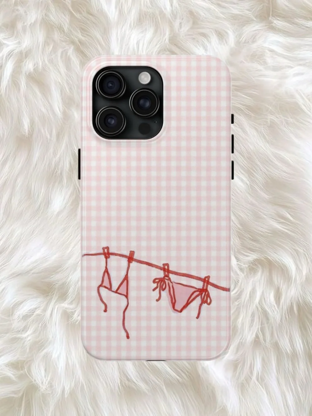 Pink Gingham Bikini Line Protective Phone Case